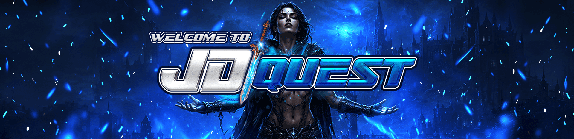 Main hero banner showing JD Quest Casino’s quest-based online gaming theme